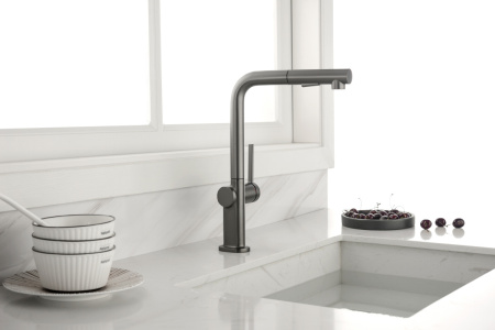 Смеситель для кухни Paulmark NEO Ne214419-GM на мойку серый